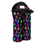 Cute Monster Pattern Print Double Neoprene Wine Tote