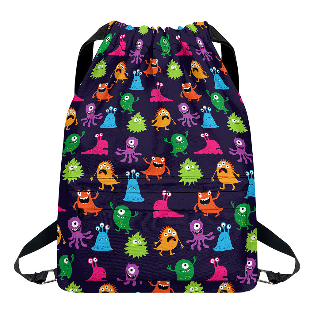 Cute Monster Pattern Print Drawstring Backpack