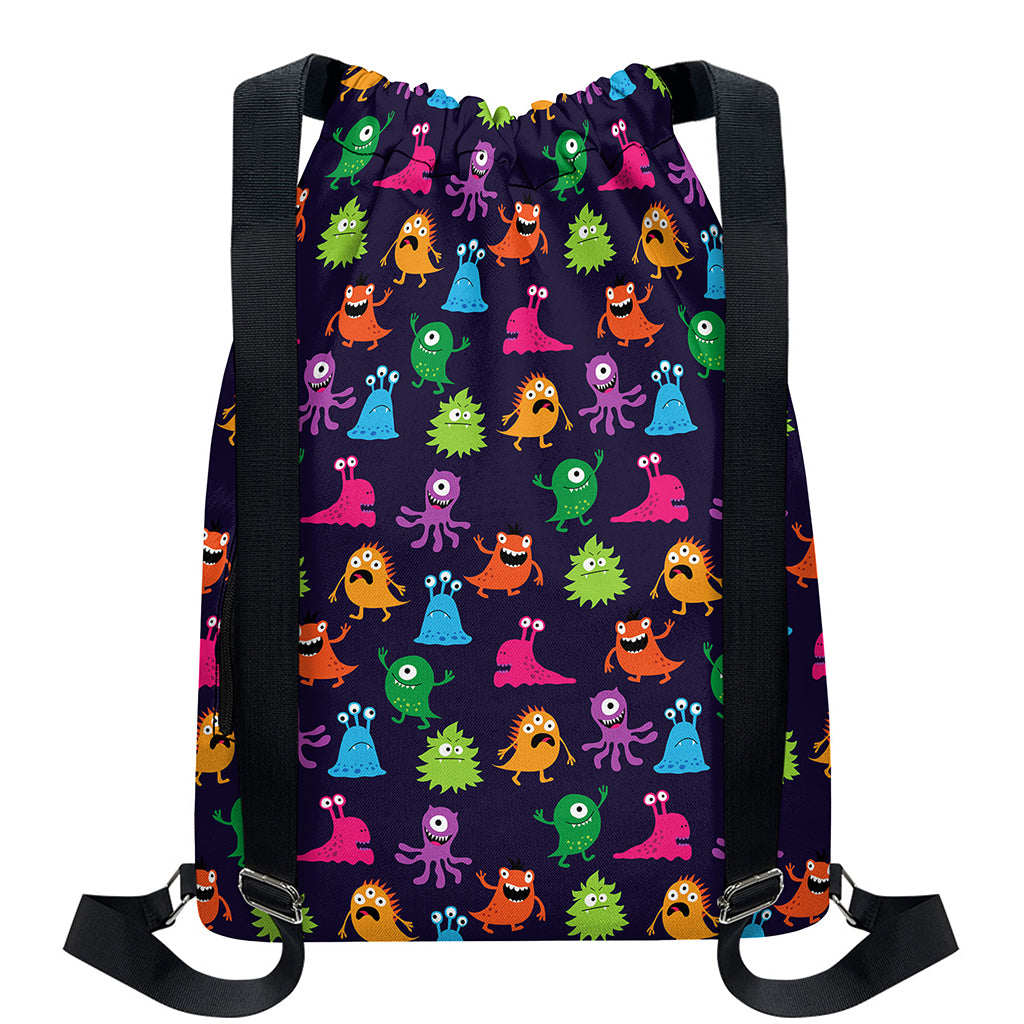 Cute Monster Pattern Print Drawstring Backpack