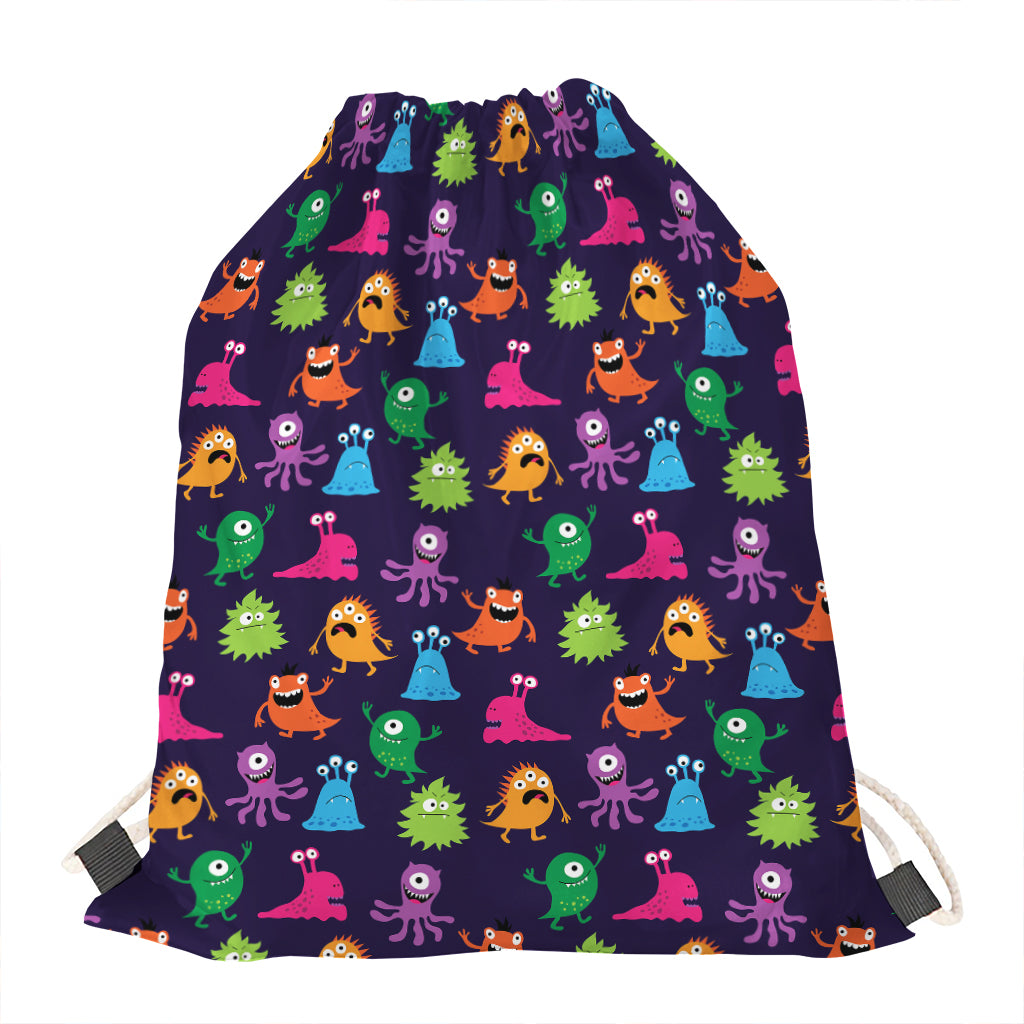 Cute Monster Pattern Print Drawstring Bag