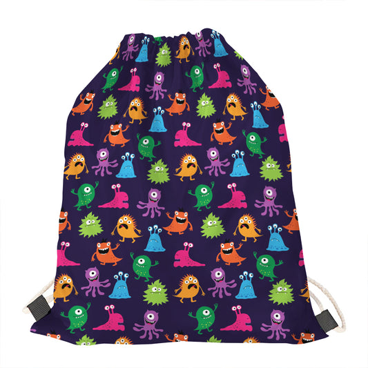 Cute Monster Pattern Print Drawstring Bag