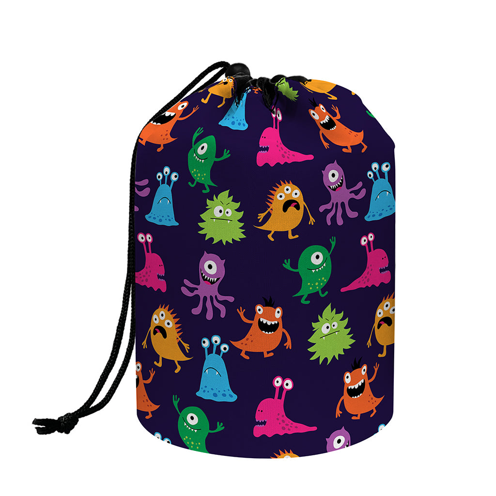Cute Monster Pattern Print Drawstring Makeup Bag