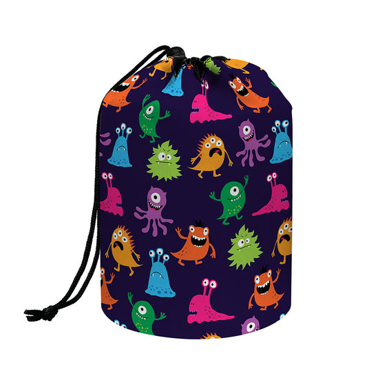 Cute Monster Pattern Print Drawstring Makeup Bag