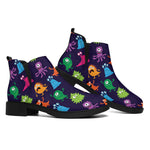 Cute Monster Pattern Print Flat Ankle Boots