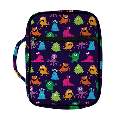 Cute Monster Pattern Print Front Pocket Bible Bag