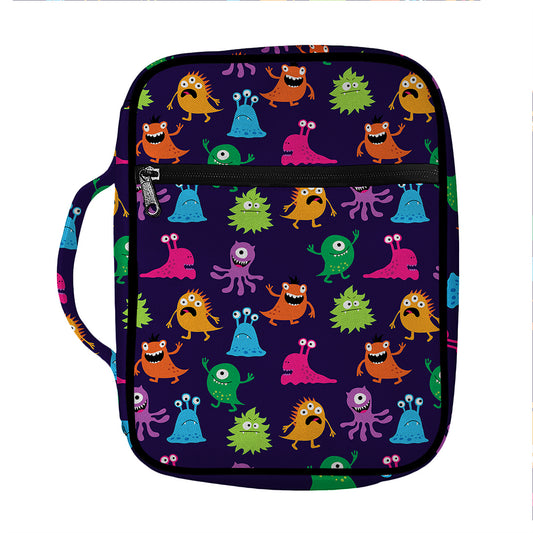 Cute Monster Pattern Print Front Pocket Bible Bag