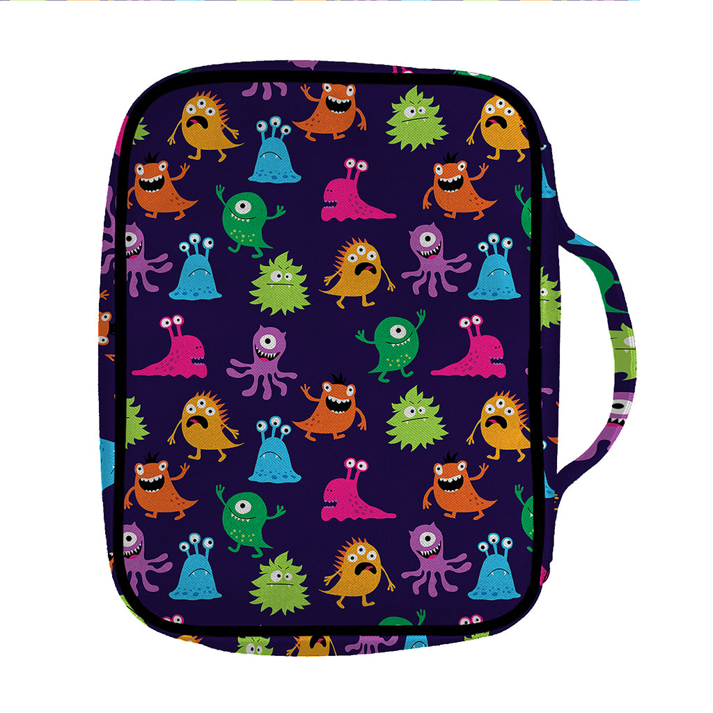 Cute Monster Pattern Print Front Pocket Bible Bag