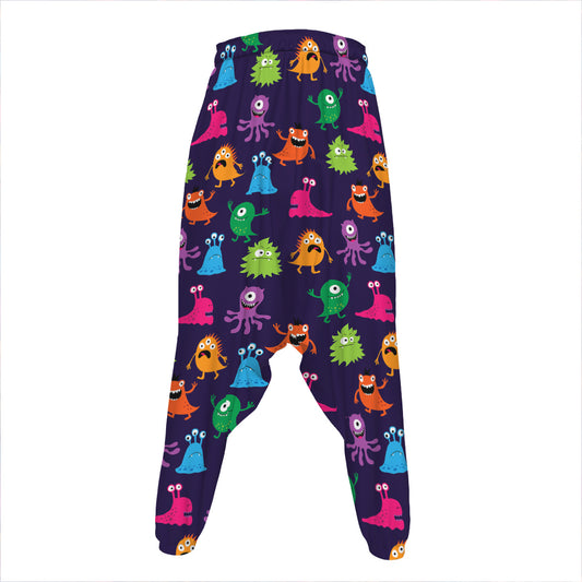 Cute Monster Pattern Print Hammer Pants