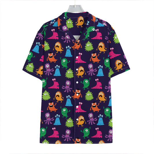 Cute Monster Pattern Print Hawaiian Shirt