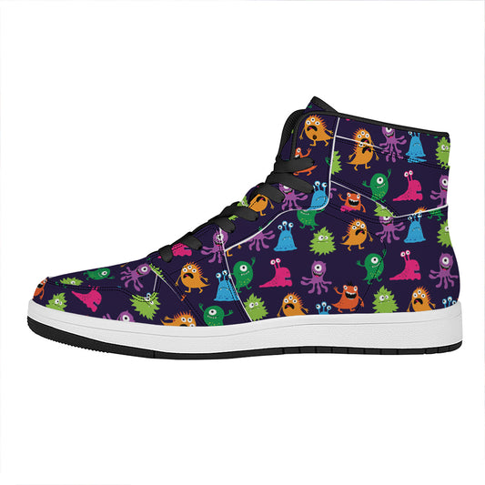 Cute Monster Pattern Print High Top Leather Sneakers