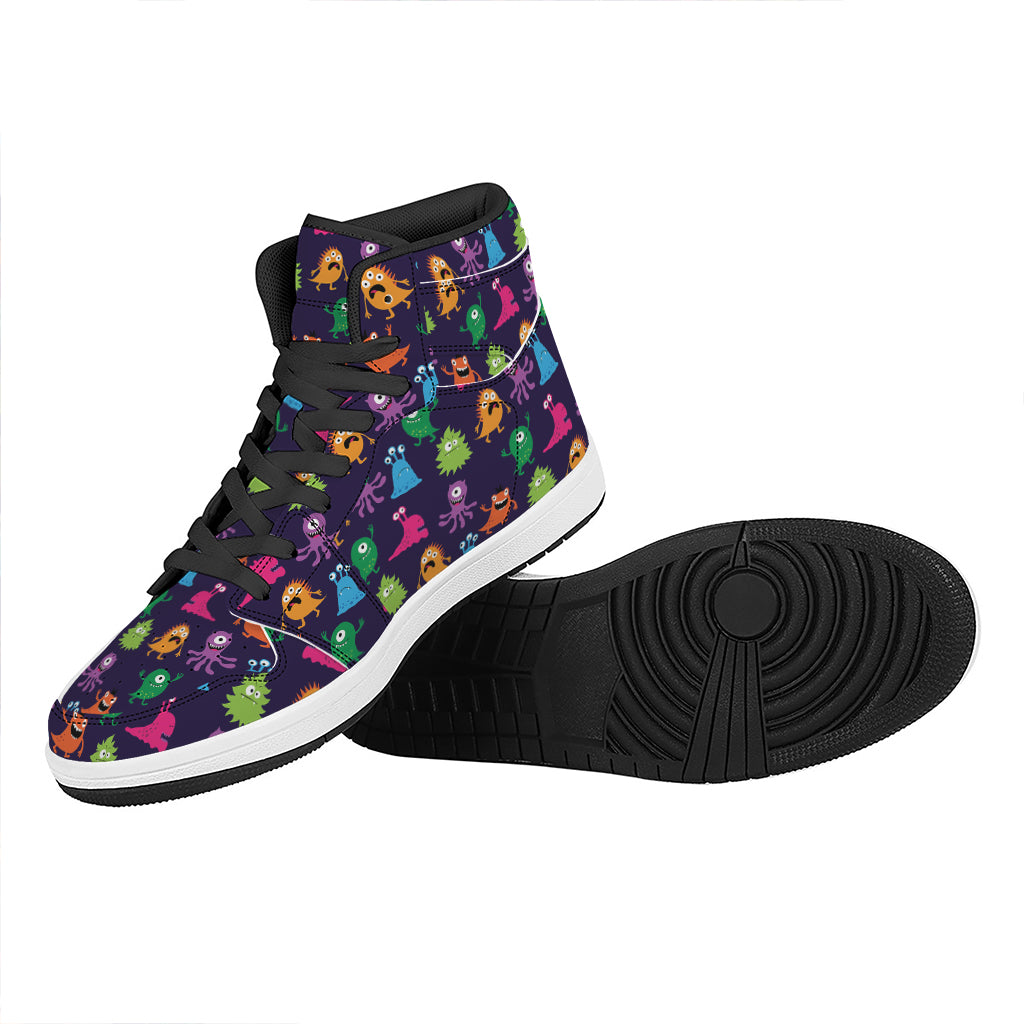 Cute Monster Pattern Print High Top Leather Sneakers