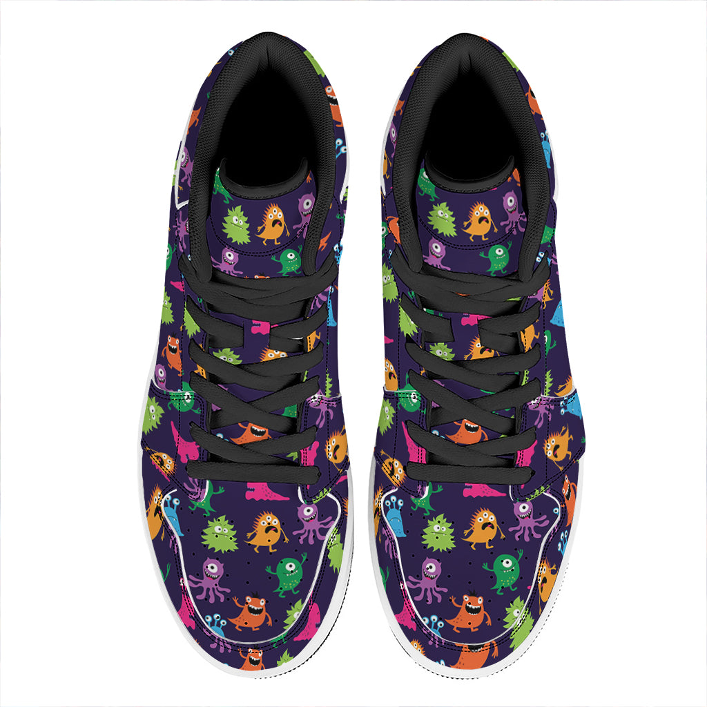 Cute Monster Pattern Print High Top Leather Sneakers