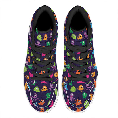 Cute Monster Pattern Print High Top Leather Sneakers
