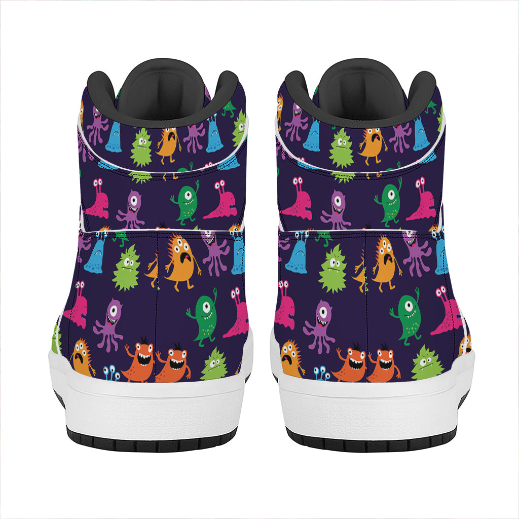 Cute Monster Pattern Print High Top Leather Sneakers