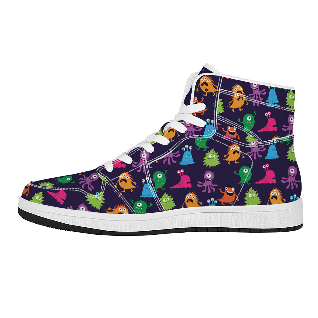 Cute Monster Pattern Print High Top Leather Sneakers