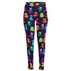 Cute Monster Pattern Print High-Waisted Pocket Leggings