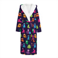 Cute Monster Pattern Print Hooded Bathrobe