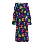 Cute Monster Pattern Print Hooded Bathrobe