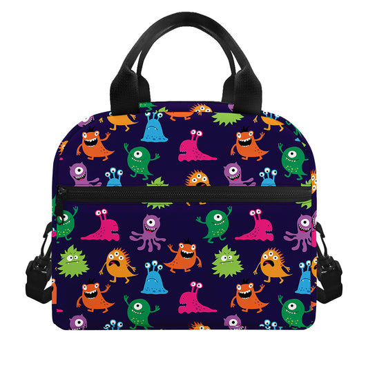 Cute Monster Pattern Print Insulated Lunch Bag