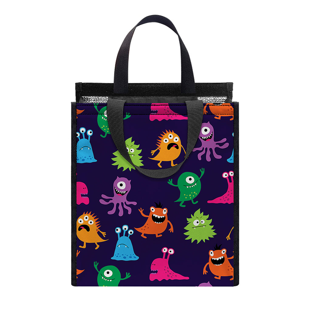 Cute Monster Pattern Print Insulated Lunch Tote
