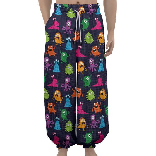 Cute Monster Pattern Print Lantern Pants