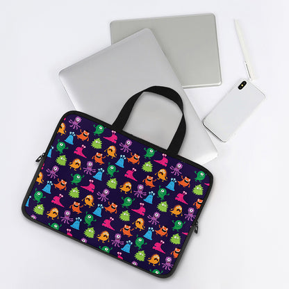 Cute Monster Pattern Print Laptop Sleeve With Handle