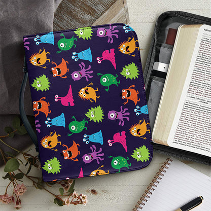 Cute Monster Pattern Print Leather Bible Cover