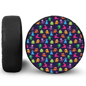 Cute Monster Pattern Print Leather Spare Tire Cover