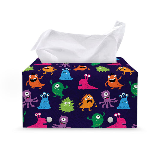 Cute Monster Pattern Print Leather Tissue Box Cover