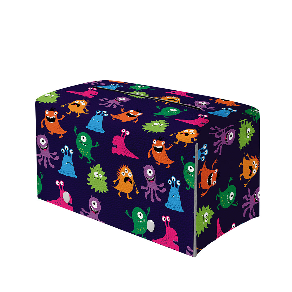 Cute Monster Pattern Print Leather Tissue Box Cover