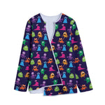 Cute Monster Pattern Print Long Sleeve Short Coat