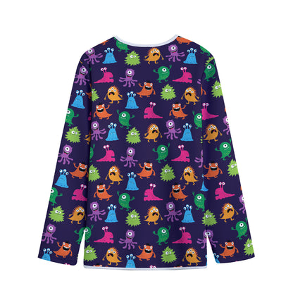 Cute Monster Pattern Print Long Sleeve Short Coat