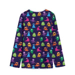 Cute Monster Pattern Print Long Sleeve Short Coat