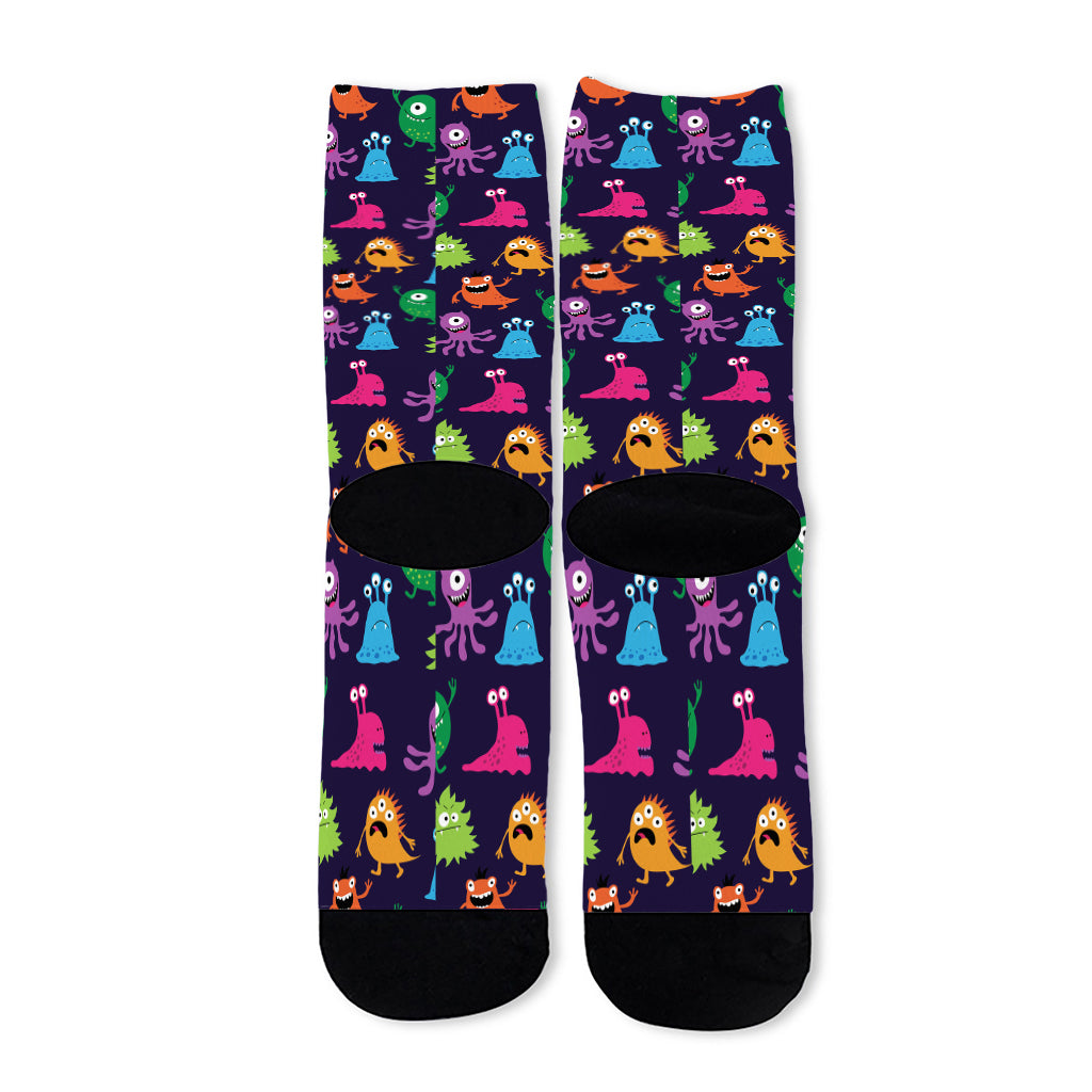 Cute Monster Pattern Print Long Socks