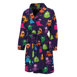 Cute Monster Pattern Print Men's Bathrobe