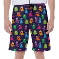 Cute Monster Pattern Print Men's Beach Shorts