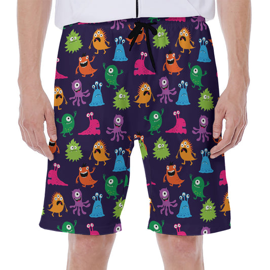 Cute Monster Pattern Print Men's Beach Shorts