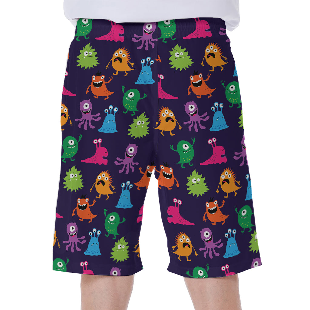 Cute Monster Pattern Print Men's Beach Shorts