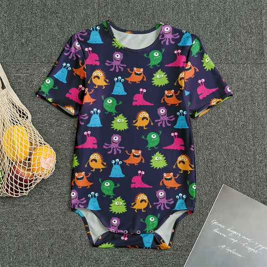 Cute Monster Pattern Print Men's Bodysuit