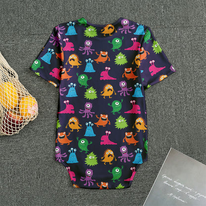 Cute Monster Pattern Print Men's Bodysuit