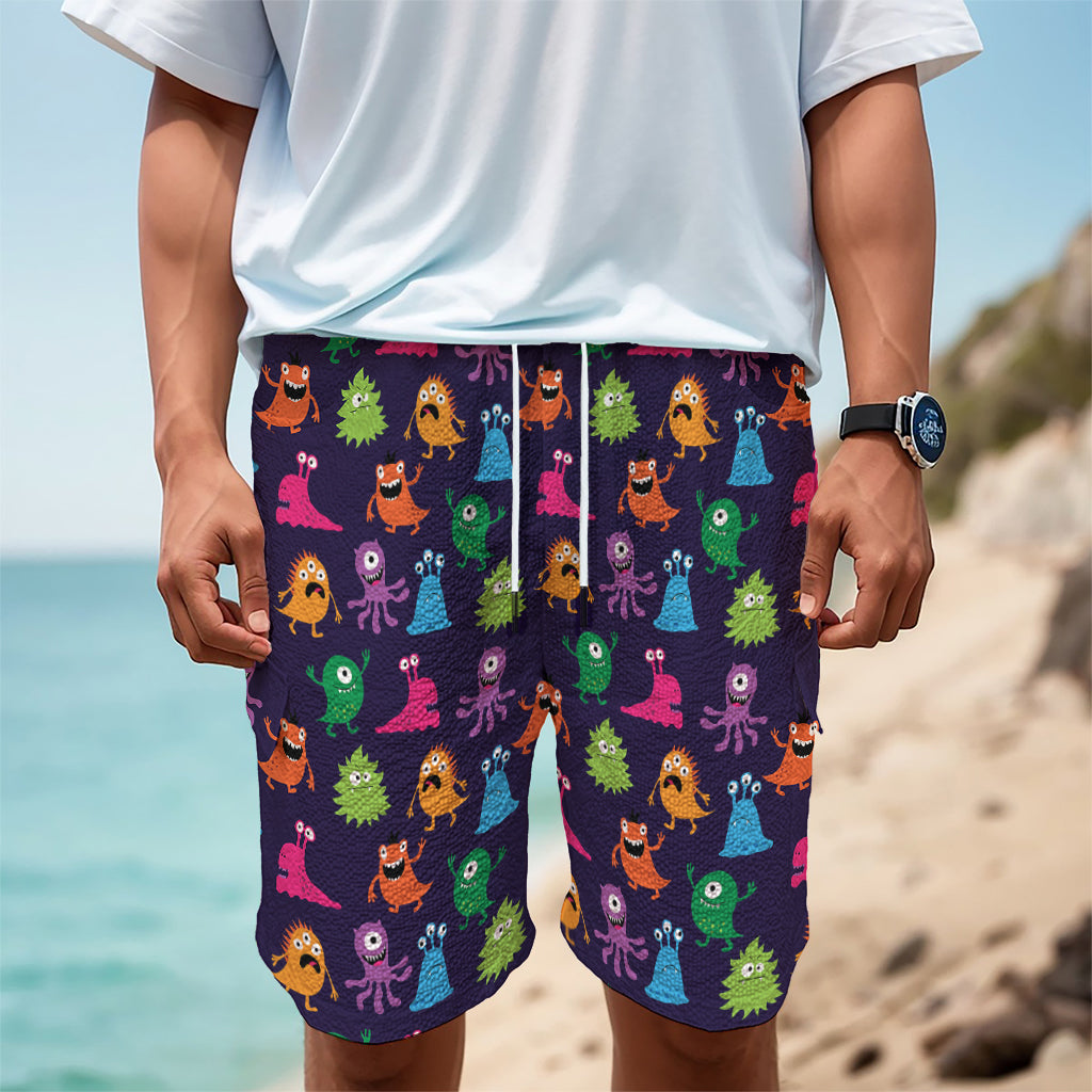 Cute Monster Pattern Print Men's Cargo Shorts