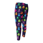 Cute Monster Pattern Print Men's Compression Pants