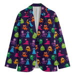 Cute Monster Pattern Print Men's Cotton Blazer