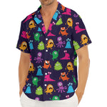 Cute Monster Pattern Print Men's Deep V-Neck Shirt