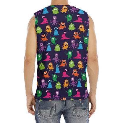 Cute Monster Pattern Print Men's Fitness Tank Top