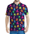 Cute Monster Pattern Print Men's Polo Shirt