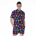 Cute Monster Pattern Print Men's Rompers