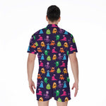 Cute Monster Pattern Print Men's Rompers