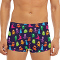 Cute Monster Pattern Print Men's Short Boxer Briefs
