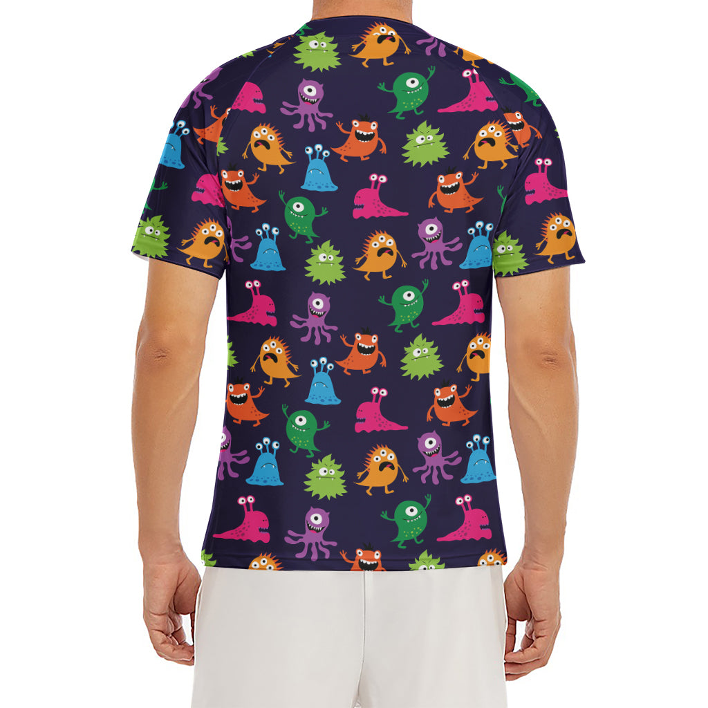 Cute Monster Pattern Print Men's Short Sleeve Rash Guard